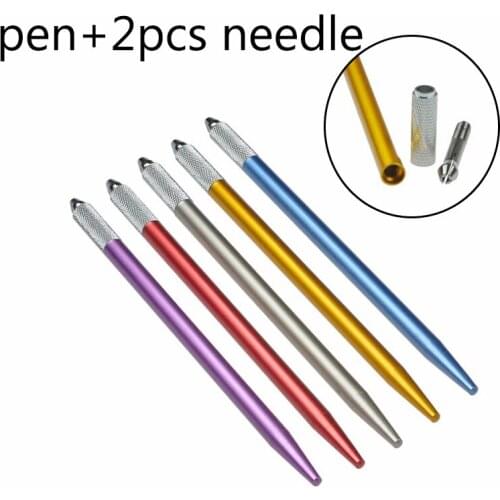 Manual Microblading Pen Permanent Makeup Machine for Lip Tattoo and Eyebrow Tattoo Tebori Pen with 2pcs Needle Blade Tattoo Pen
