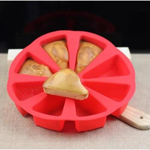 8-hole Cake Silicone Mold Pudding Muffin Patisserie Baking Mould Cakes Triangle Plate Pizza Tools