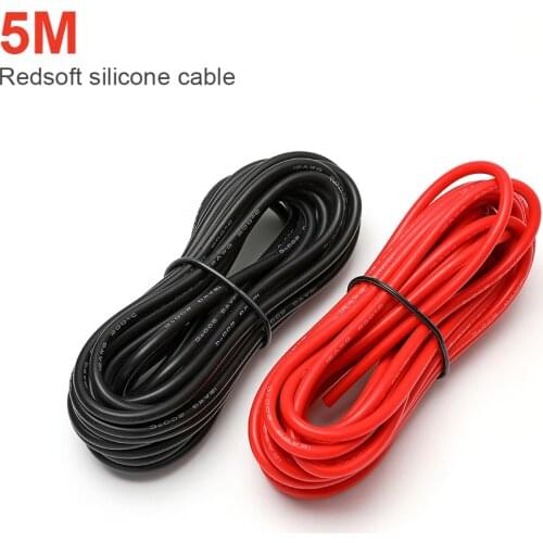 10meter/lot Special soft high temperature silicone wire 10 12 14 16 18 20 22 24 26 AWG (5m red and 5m black) color