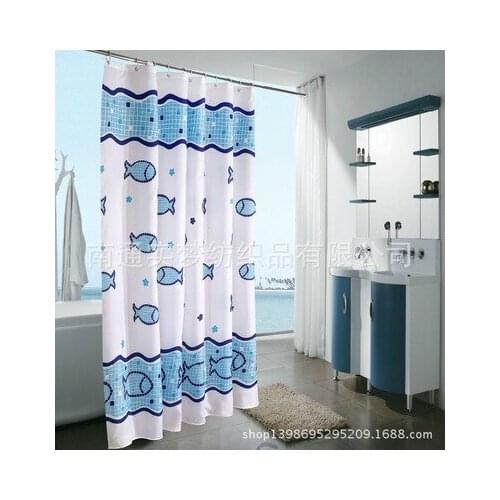 Thickened polyester cloth cartoon underwater fish flower type bathroom waterproof shower curtain