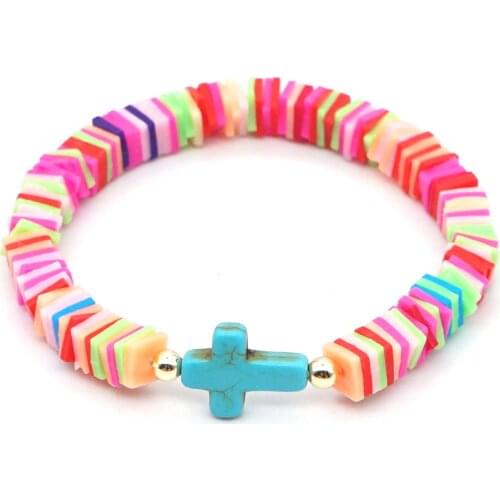 Go2Boho Jewelry 2020 Jewellery Heishi Bracelet For Women Boho Bracelets Christian Cross Handmade Summer Colorful Vinyl Beads