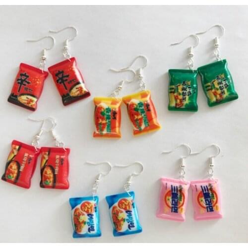 Funny Small Drop Earrings Cute Simulation Instant Noodle Chili Food Leisure Fashion Jewelry