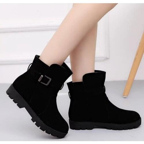 Women Winter Boots Female Zip Ankle Boots Warm Snow Boots Ladies Leather Shoes Woman Fur boots Size 35-43 uji90
