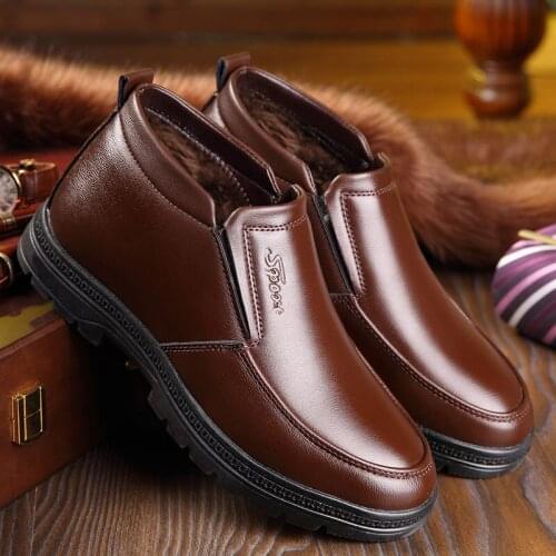 Winter Shoes Men Chelsea Boots Genuine Leather Warm Shoes Men Ankle Boots Fashion Brand Cow Leather Male Footwear 896