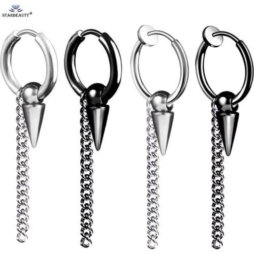 Starbeauty 1 pc/lot Titanium Nose Ring Helix Piercing Tragus Piercing Jewelry Cone Tassel Fake Piercing Ear Clip Fake Earrings