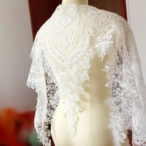 1Yards/Lot Refined Heart Embroidered Sequined Lace Wedding Dress Accessories Lace Trim For Bridal Dress
