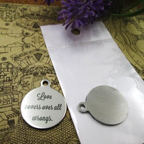 20pcs--"Love covers over all wrongs."stainless steel charms styles for choosing DIY Charms Bible gold sentence