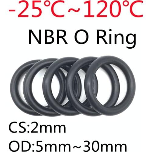 100PC/Lot Rubber Ring NBR Sealing O Ring CS 2mm OD5/5.5/6/6.5/7/7.5/8/8.5/9/9.5/10/10.5/11/11.5mm O-Ring Seal Gasket Ring Washer