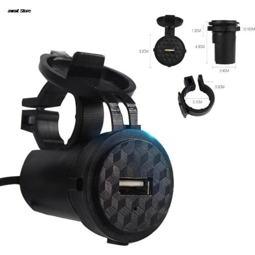 12V 3.2*4.3cm USB Charger Socket Adapter Power For Car Motorcycle Handlebar Waterproof