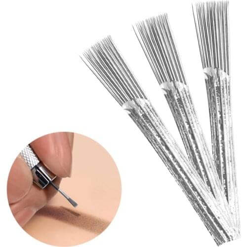 Disposable Microblading 20Pcs Manual Semi Permanent Makeup Eyebrow Lips Fog Pen Use R40 Round Needles Like Broom