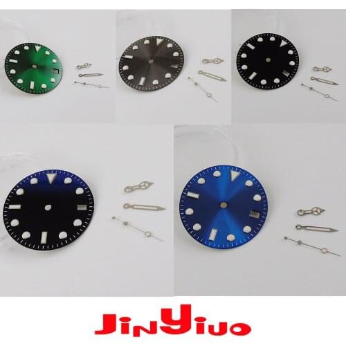 28.5mm Sterile Black Men Watch Dial Date Window Fit NH35 Movement 2 Feets White Gold edge