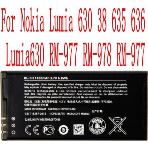High Quality 1830mAh BL-5H Battery For Nokia Lumia 630 38 635 636 Lumia630 RM-977 RM-978 RM-977 Cell Phone