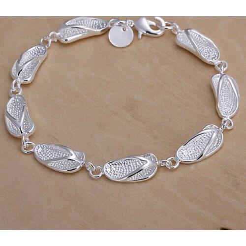 Free shipping 925 jewelry silver plated jewelry bracelet fine fashion slipper bracelet wholesale and retail SMTH155