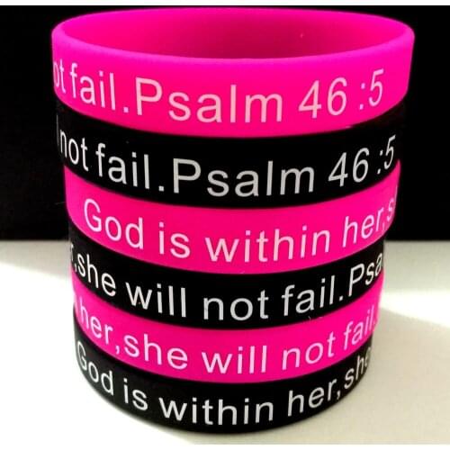 20pcs Religious Prayer Bible Silicone Bracelets Men Women Jesus Wristbands GOD IS WITHIN HER, SHE WILL NOT FAIL.PSALM 46:5