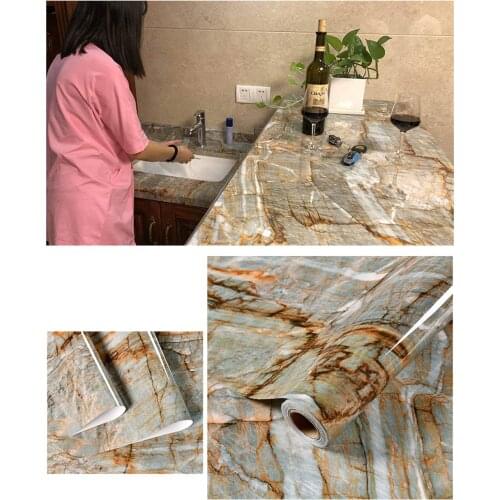 GLOW4U Self Adhesive Marble Wallpaper Vinyl Contact Paper for Kitchen Bathroom Cabinets Table Furniture Walls Removable
