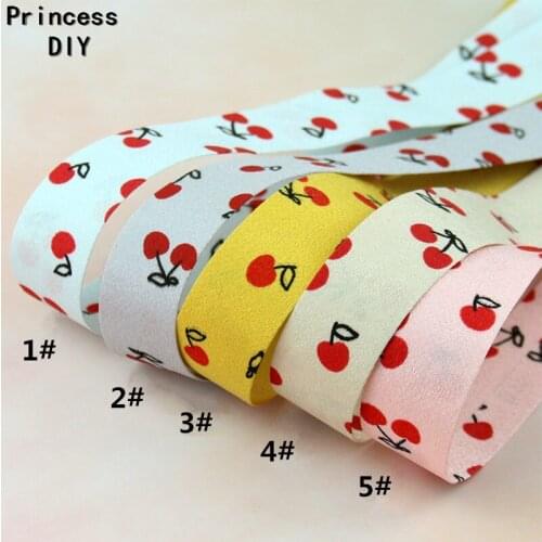 5Meter 10 25 40mm Printed Cotton Cherry Ribbon 3/8" 1" 1.5" Fabric Layering Tape Bias DIY Hair Bow Tie Collar Materia