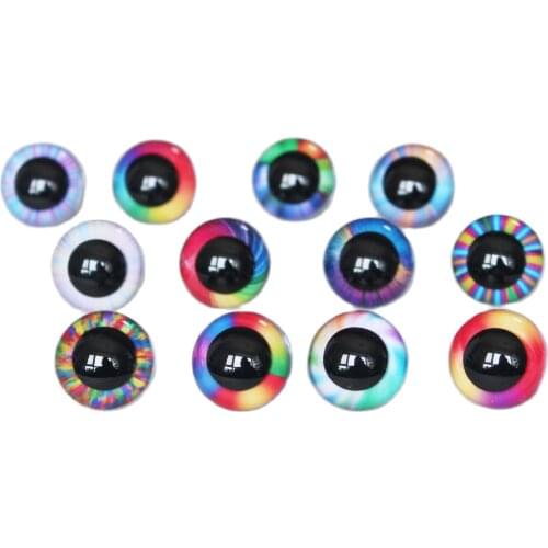 20PCS 9MM-20MM RAINBOW COLOR round toy safety eyes +washer for plush doll findings-size STYLE option--R12
