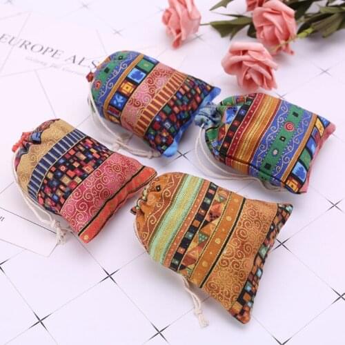 Drawstring Jewelry Pouch Cotton Linen Gift Bags Wedding Favors Egyptian Style