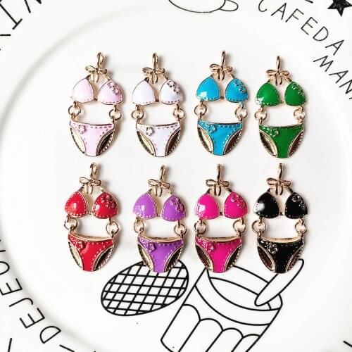 Fashion sexy bra&panties shape oil drop earring Jewelry charms 30pcs alloy bracelet enamel women female underwear alloy Pendants