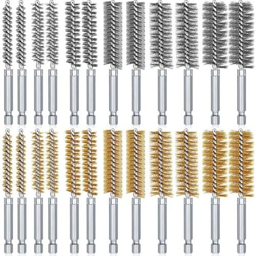 New Hole Brush Bronze Set Steel Wire Hole Brush Set Stainless Steel Cleaning Brush, Suitable For Electric Drill Impact Drill