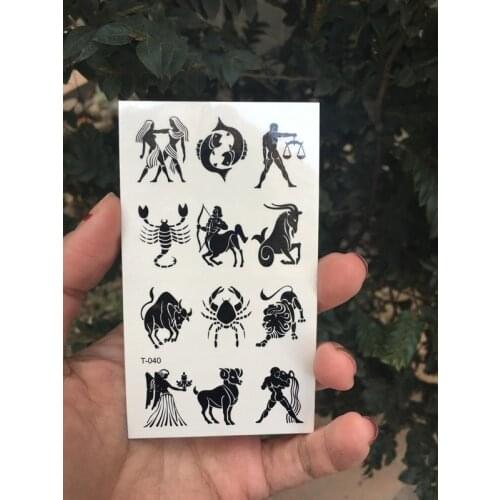 2018 New Waterproof Temporary Tattoo Sticker 12 constellation black Schematic tatto flash tatoo fake tattoos for Woman Man