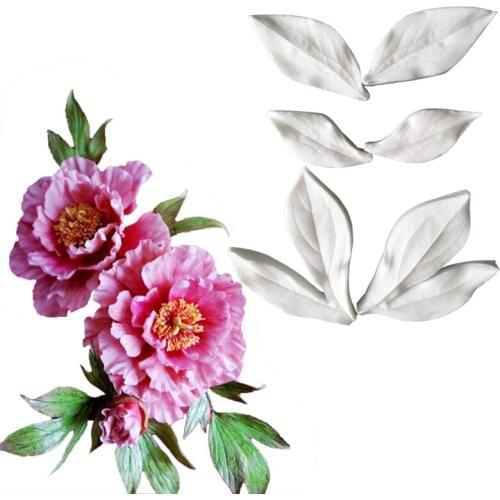 NEW 6pcs/lot Peony Leaf Veiner Silicone Molds Press Gumpaste Fondant Cake Decorating Tools Candy Sugar Fondant Moulds M2451