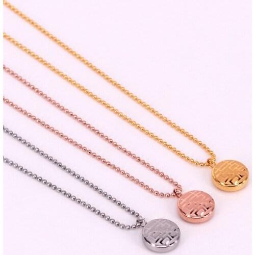 Stainless Steel Love Round Bead Blessings Chinese happiness Pendant Necklaces clavicle Chain Necklace Women Girl Xmas Gifts