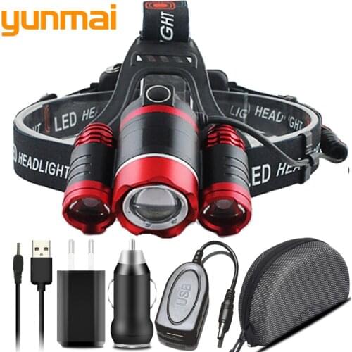Dropshipping Led Headlamp Zoomable Headlight Head Flashlight Torch Lamp XM-L T6 18650 Battery for Camping Fishing