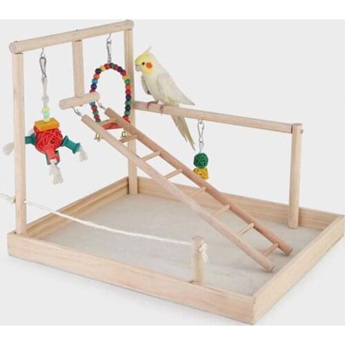 Bird Parrot Swing Climbing Ladder Desktop Stand Toy Bird Cage Grinding Claws Chew Toys Wooden Playground Training Perch Platform