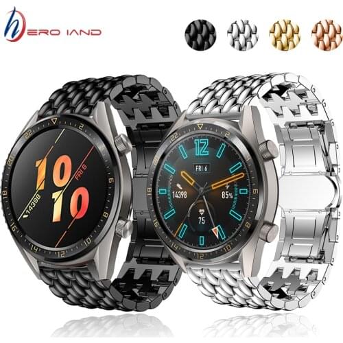 22mm Strap Watchband for Huawei Watch GT 2e / GT 2/GT2 Smart Bracelet Band Stainless Steel Alloy Wristband for Galaxy Watch 46mm