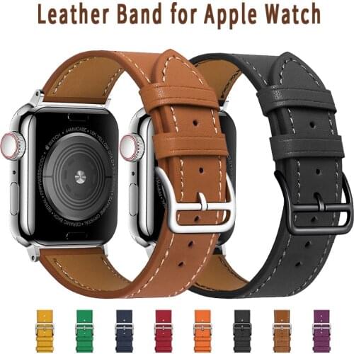 Single ring Leather Strap suitablefor iWatch 38mm 42mm Susiness sports band Suitable for Apple Watch 40mm 44mm Series 123456 SE