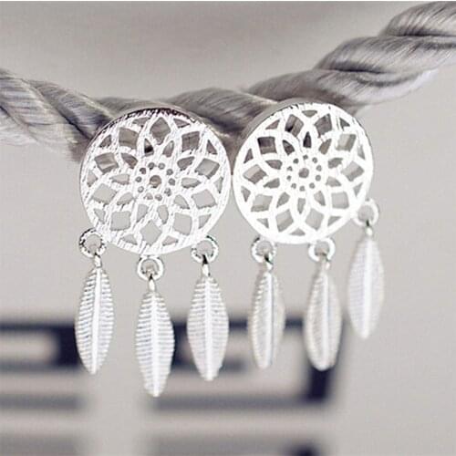 Most Popular Simple Elegant Charming Three Leaves Design 925 Sterling Silver Drop Earrings For Women Brincos Jewelry Gift
