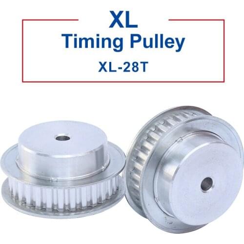1 piece XL-28T Timing Pulley Aluminum Material Belt Pulley Process Hole 6 mm Slot Width 11 mm Match With XL-10 mm Timing Belt