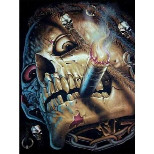 Skeleton Smoking a Cigar Diamond Painting Round Full Drill Halloween Nouveaute DIY Mosaic Embroidery 5D Cross Stitch Home Decor