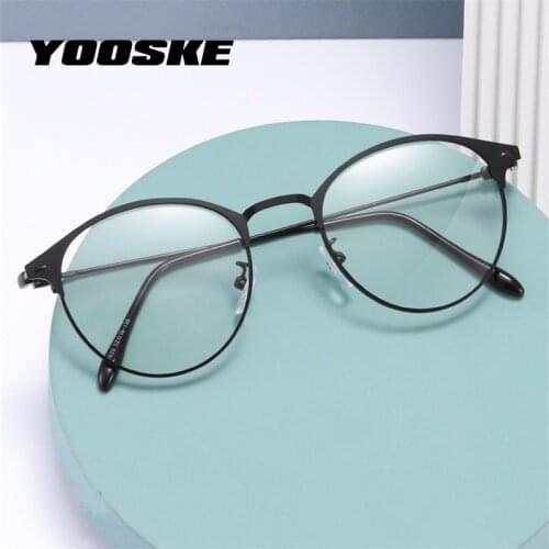 YOOSKE Outdoor Photochromic Glasses Women Men Round Eyeglasses Frames Sun Automatic Discoloration Lens Optical Frame