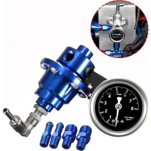 Universal Car Fuel Pressure Regulator Adjustable Pressure Reducer with Liquid Filled Pressure Gauge
