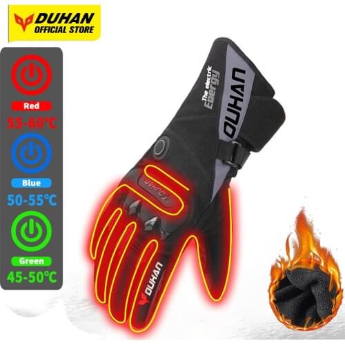DUHAN Motorcycle Gloves Heated Waterproof Gloves Windproof Heating Guantes Moto Protection Winter Motorbike Riding Accessories