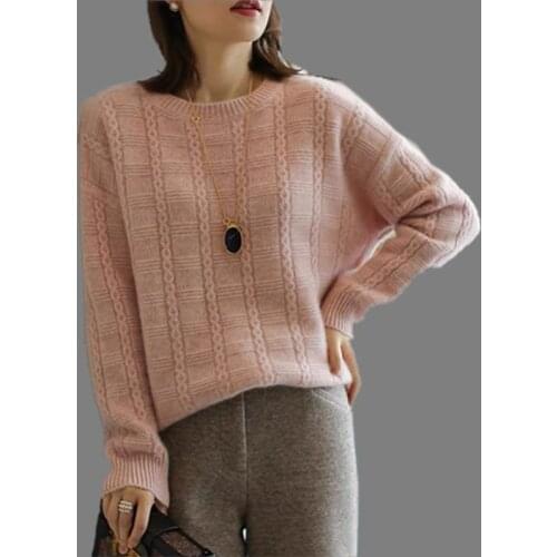 High Quality New Style Autumn Winter Women Cashmere Knitted Casual Loose O-Neck Sweater Pullover Thick Soft Warm Flexible