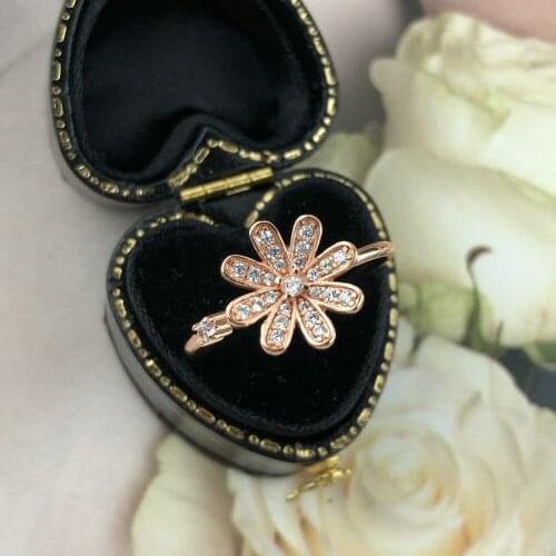 Flower Midi Rings For Women Adjustable Crystal Rose Gold Color Birthday Gift For Girls Fashion Jewelry R910