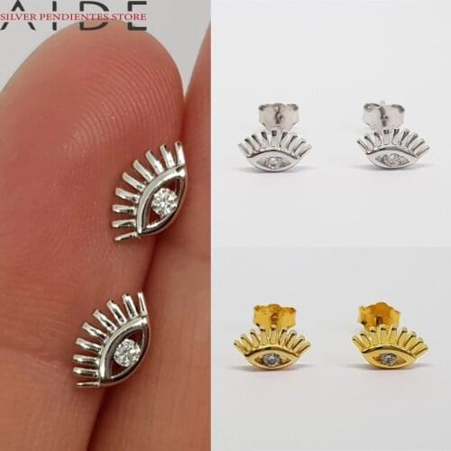 AIDE Pendientes Plata 925 Sterling Silver Minimalist Stud Earring For Woman Fine Jewelry Wedding Anniversary Piercing Earrings