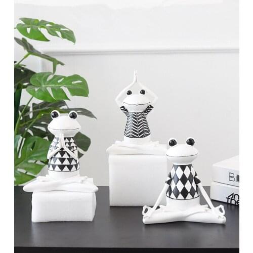 1PC Nordic Resin Yoga Frog Decoration Home Accessories Creative Living Room TV Cabinet Children Room Decoration Gift JL 268