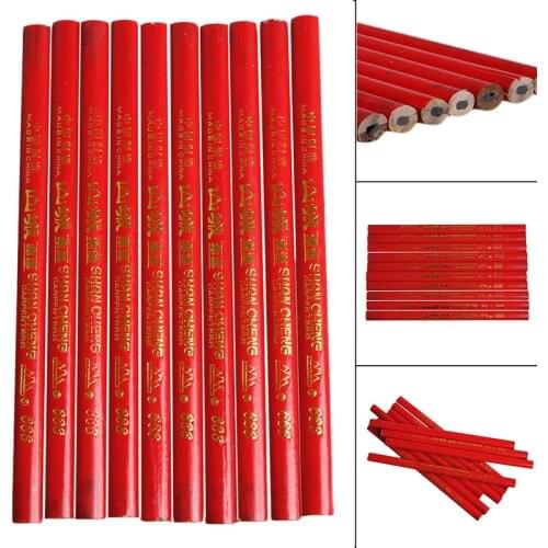 10x 175mm Carpenters Pencils Black Lead For DIY Builders Joiners Woodworking New