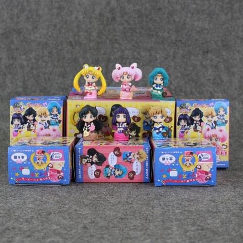 4.5-5cm 6pcs/lot Anime Sailor Moon Figure Toys Q Version Mars Jupiter Mercury PVC Action Model Collectible Dolls