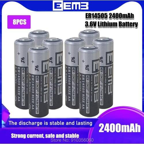 8PCS/lot EEMB ER14505 AA 3.6V 2400mAh Lithium Battery Brand New,Patrolling rod lithium battery PLC instrument battery
