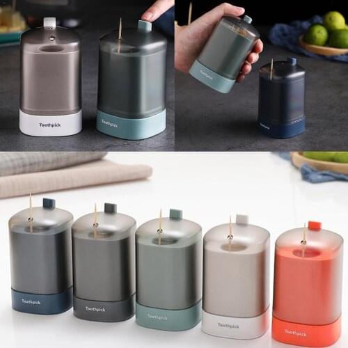 Personality Push Type Automatic up Toothpick Box Cotton Toothpick Swab Toothpick Barrel Jar Hand Dispenser Pressure Home