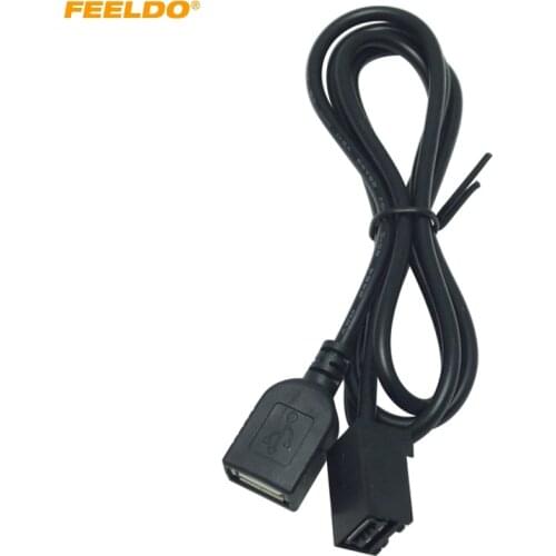 FEELDO Car AUX USB Cable Adapter Plug Female Port Extension Wire For Mitsubishi Lancer Honda Civic/Accord/Odyssey #HQ2277