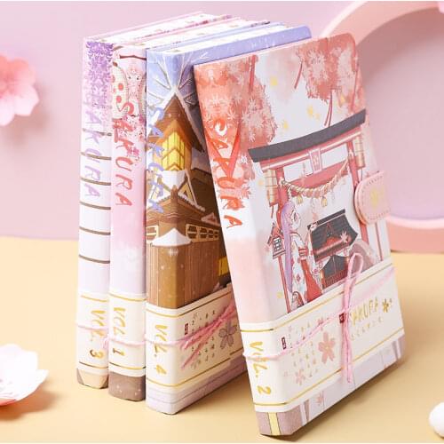Notebook kimono girl magnetic buckle book small fresh and thick diary book student color page girl heart hand book kawaii diary