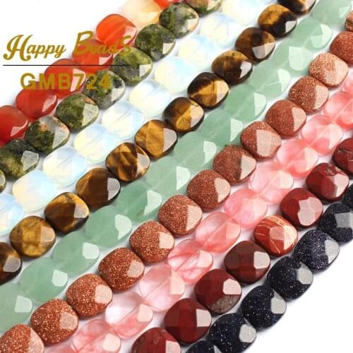 12*12mm Natural Faceted Agates Quartz Turquoises Beads Square Loose Beads For Jewelry Making DIY Bracelet Necklace Wholesale