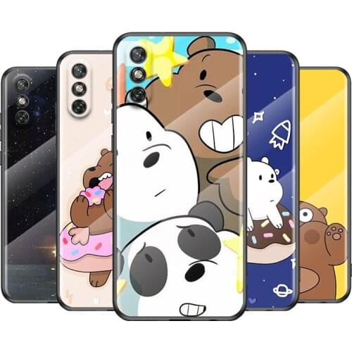 Tempered Glass Cover Hot Anime Cute Bear For Huawei Y6 Y7 Y9 Y5P Y6P Y8S Y8P Y9A P Smart Z 2019 2020 2021 Phone Case