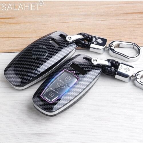 Colorful ABS Car Key Case Cover Shell For Audi A6 A6L A7 A8 A8L Q8 E-tron C8 D5 2019 2020 Car Stying Keychain Holder Accessories